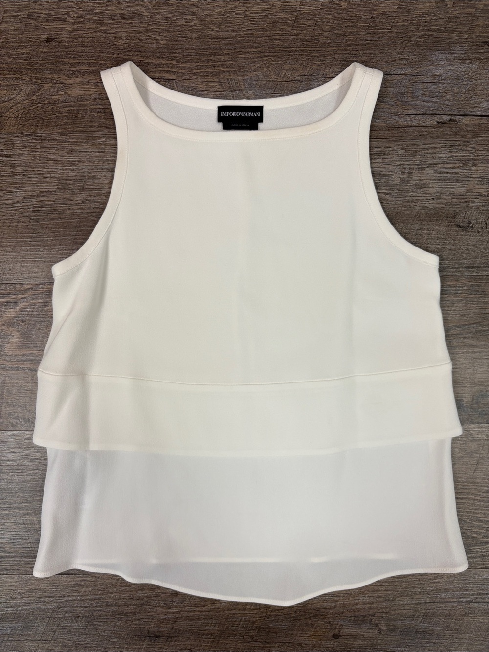 Emporio Armani Layered Sleeveless Blouse Top Ivory Cream Size IT 36 / US XS